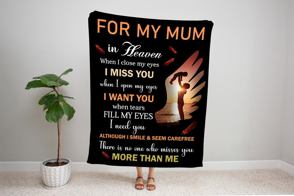 To My Mum In Heaven-"I Miss You" Plush Blanket