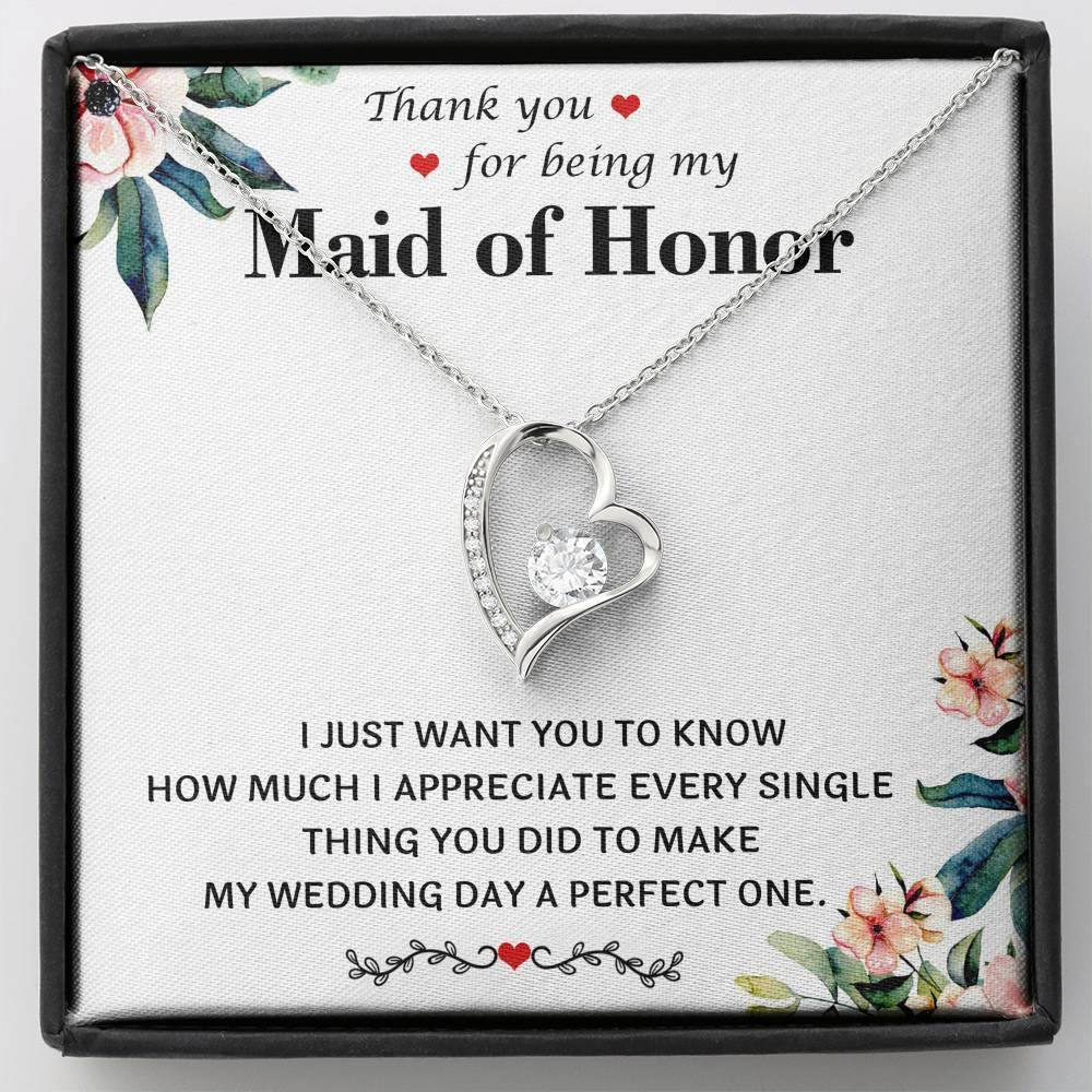 "Thank You for Being My Maid of Honor" Heart Pendant Necklace