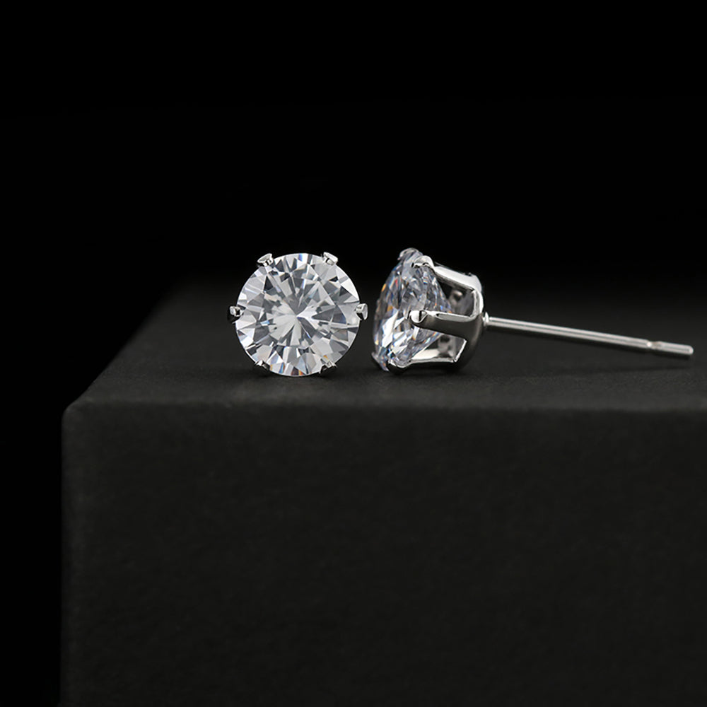 White Gold Dipped Clear Earrings