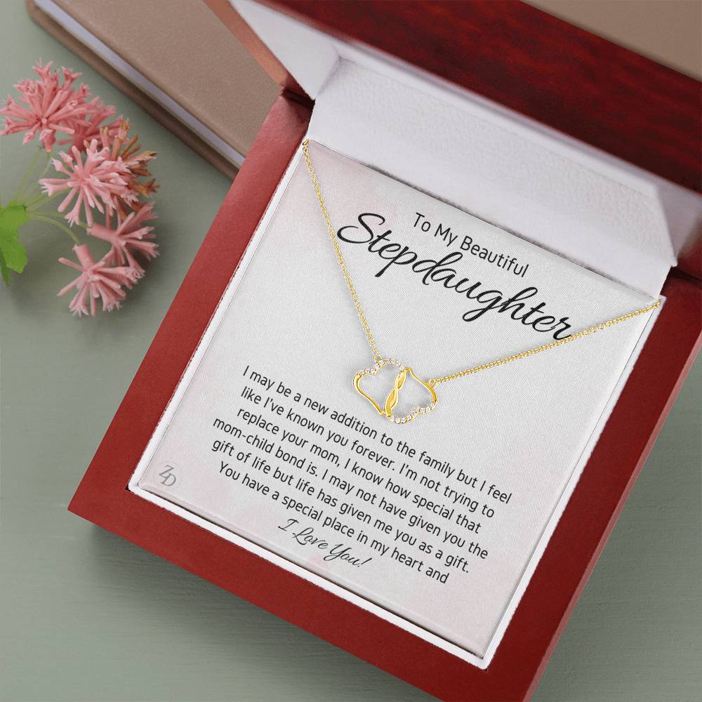 To My Beautiful Stepdaughter-"My Gift" Gold Hearts Necklace