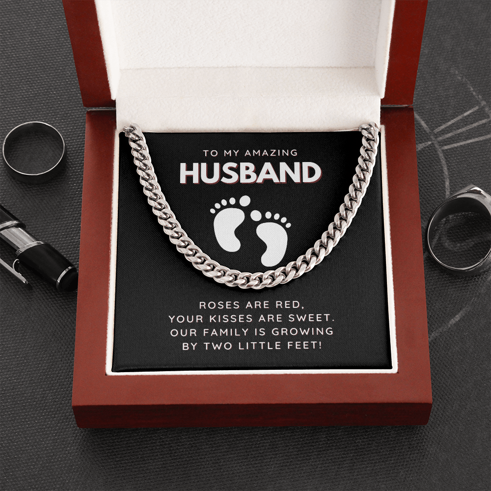 To My Amazing Husband-"Surprise Announcement" Link Chain