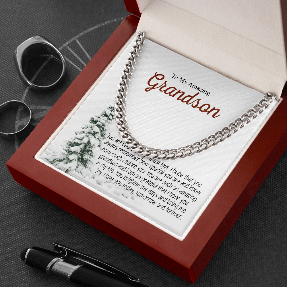 To My Amazing Grandson-"I Am Grateful" Cuban Chain