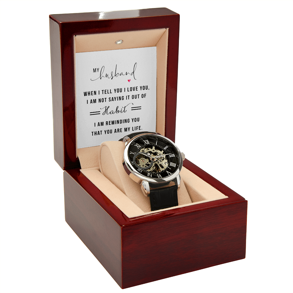 "My Husband, I Love You" Openwork Watch