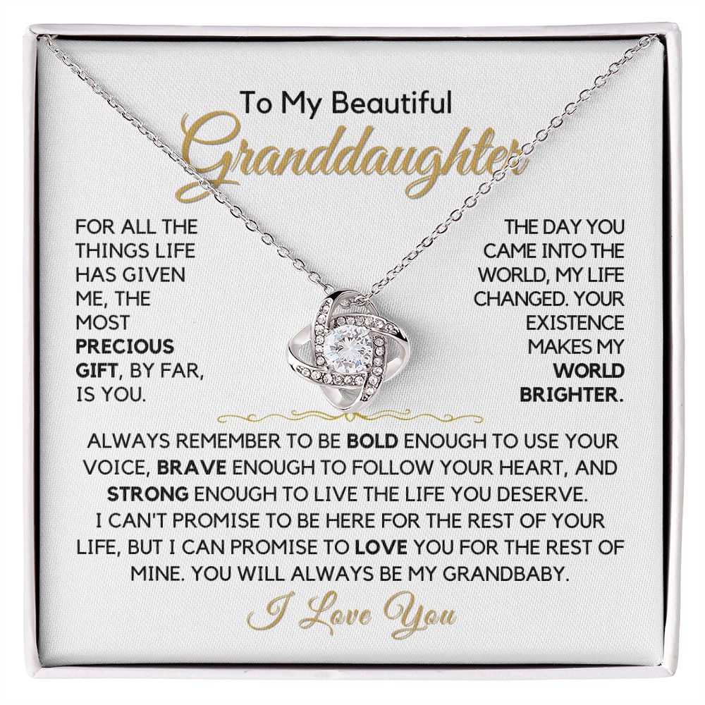 To My Granddaughter-"Be Bold" Love Knot Necklace
