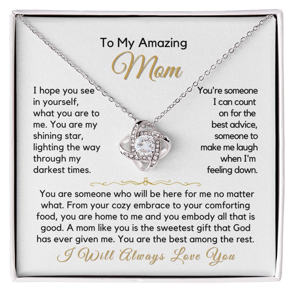 To My Mom-"My Shining Star" Love Knot Necklace