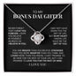 To My Bonus Daughter-"In My Heart" Love Knot Necklace