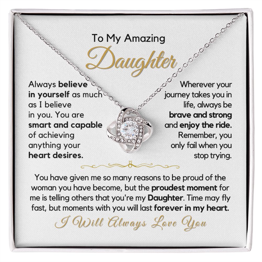 To My Daughter-"You Are Capable of Anything" Love Knot Necklace
