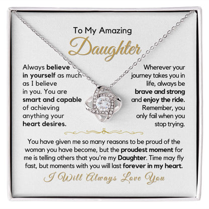To My Daughter-"You Are Capable of Anything" Love Knot Necklace