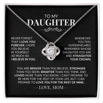 To My Daughter, Love Mom-"Straighten Your Crown" Love Knot Necklace