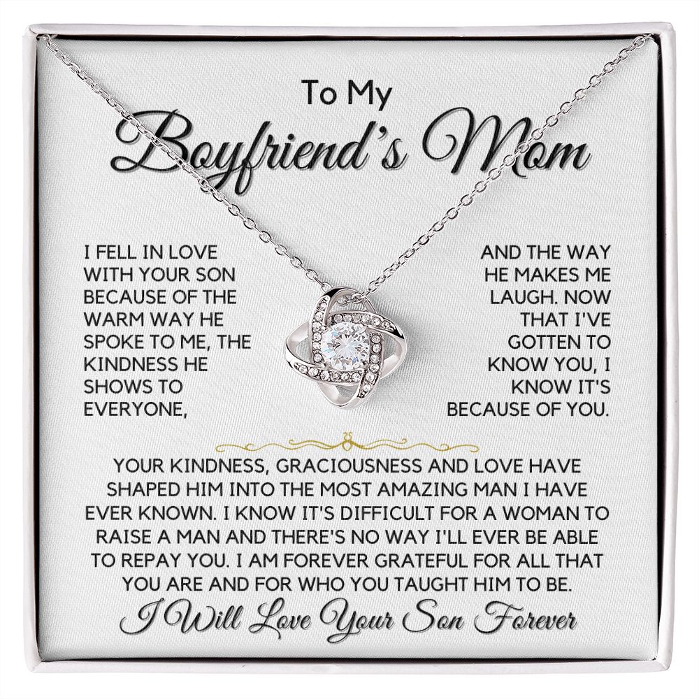 To My Boyfriend's Mom-"Because of You" Love Knot Necklace