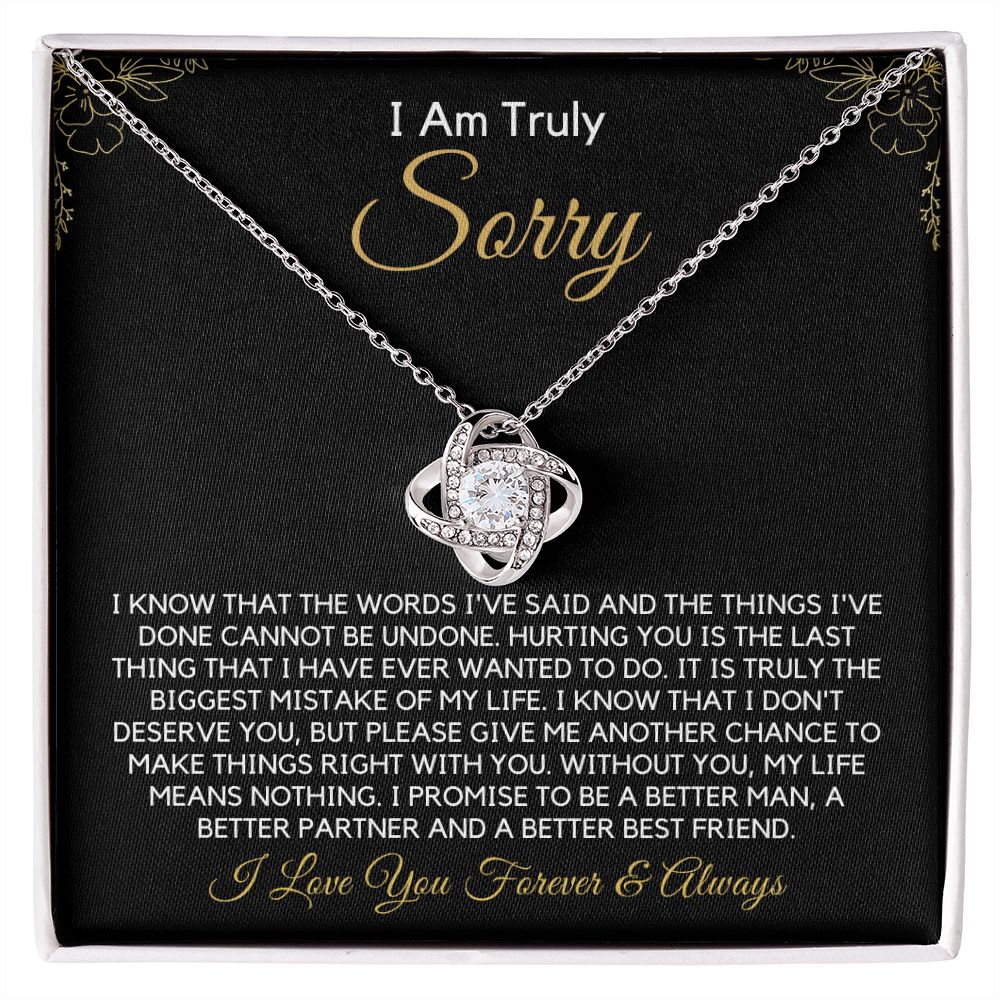 "Please Give Me Another Chance" Love Knot Necklace