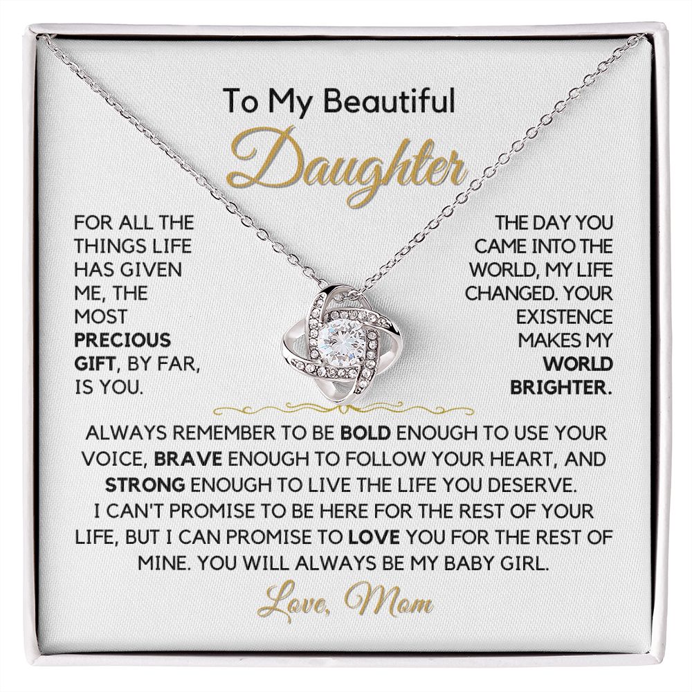 To My Daughter-"Precious Gift" Love Knot Necklace