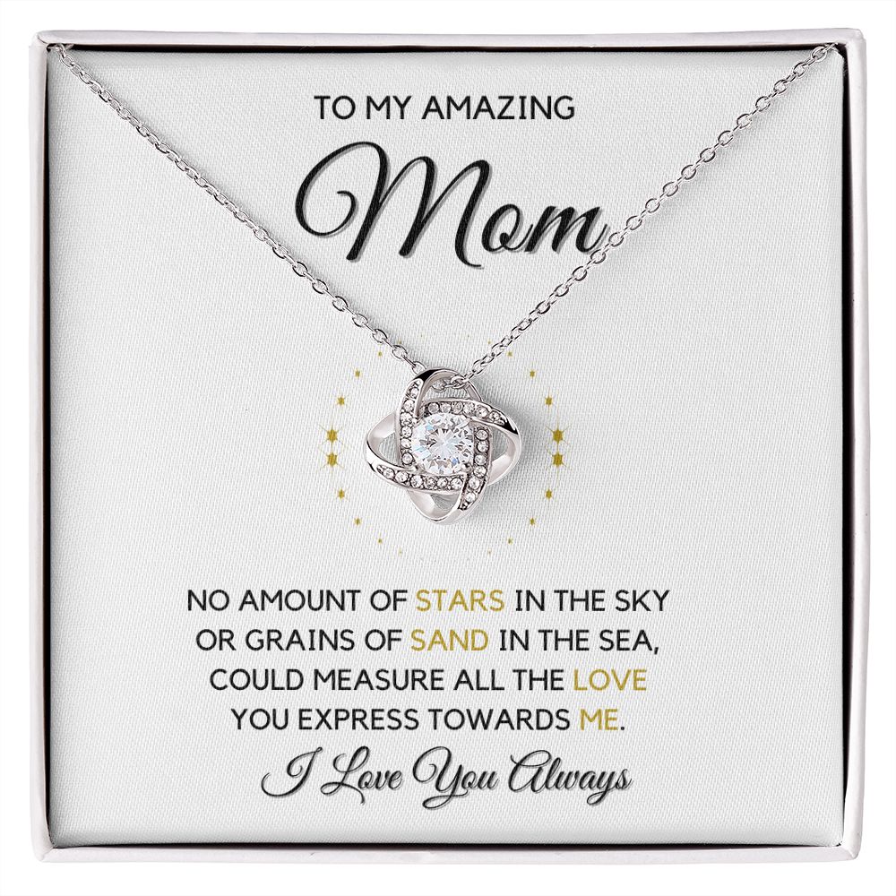 To My Mom-"Measure My Love" Love Knot Necklace