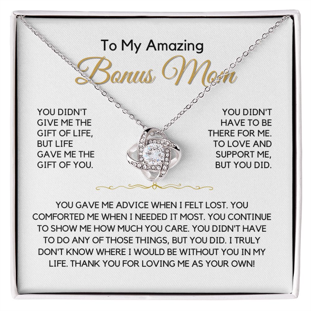 To My Bonus Mom-"Gift Of You" Love Knot Necklace