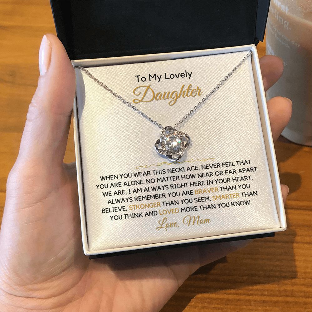 To My Daughter, From Mom-"You Are Never Alone" Love Knot Necklace