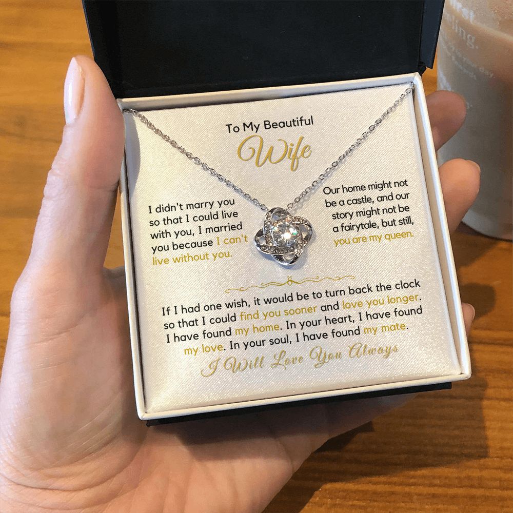 To My Wife-"I Found My Mate" Love Knot Necklace