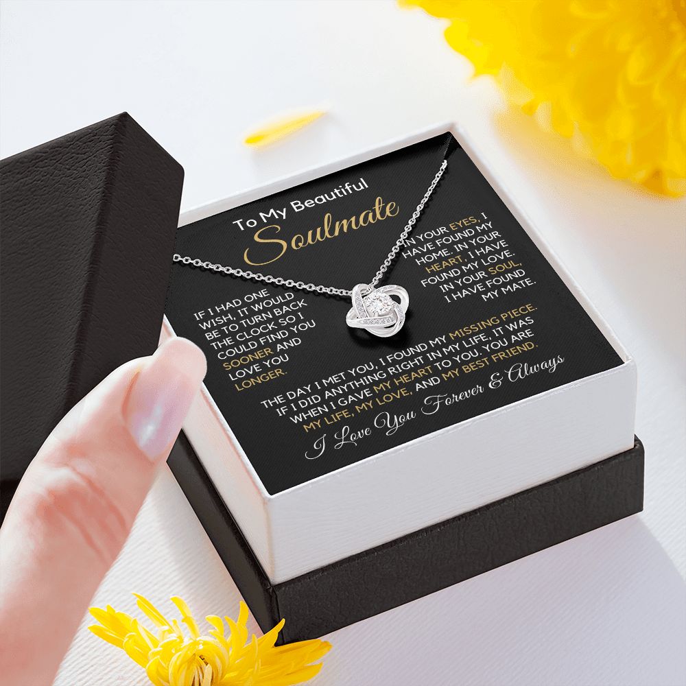 To My Soulmate-"I Found My Home" Love Knot Necklace