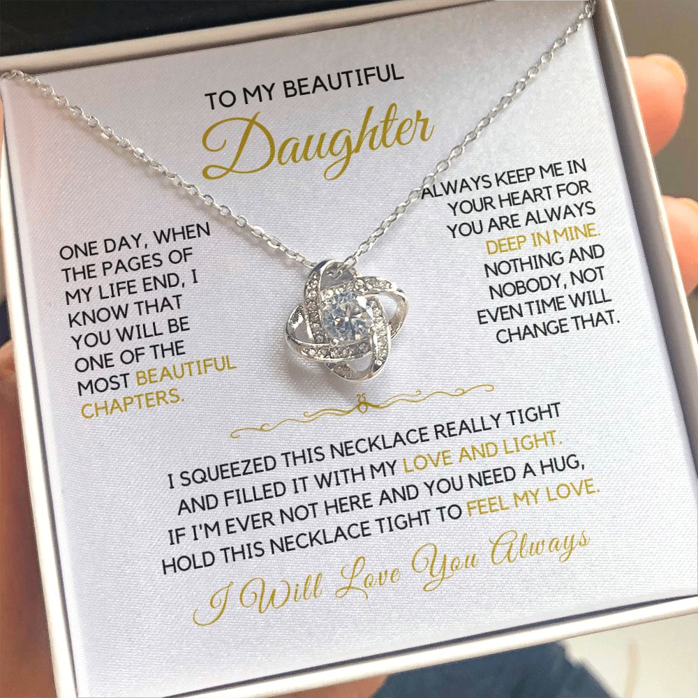 To My Daughter-"Beautiful Chapters" Love Knot Necklace