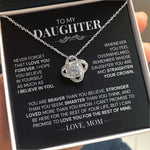 To My Daughter, Love Mom-"Straighten Your Crown" Love Knot Necklace