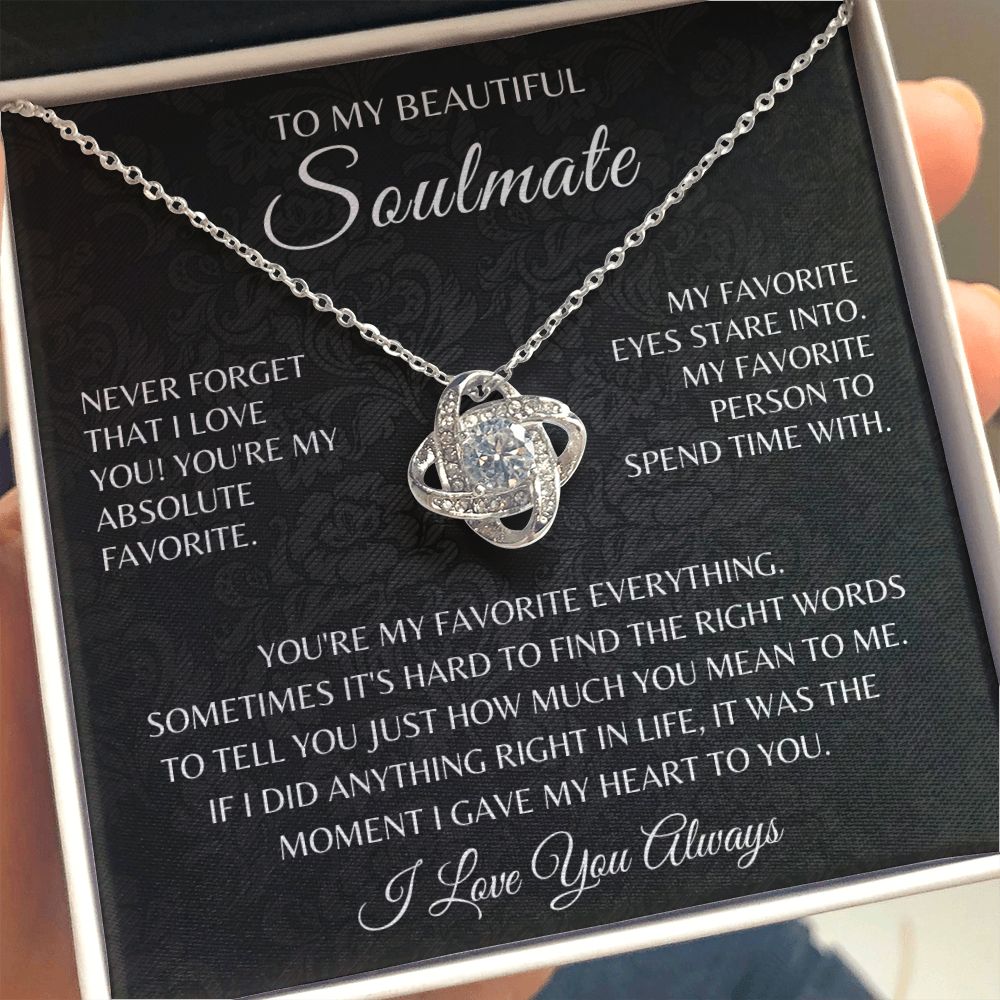 To My Soulmate-"Right In Life" Love Knot Necklace
