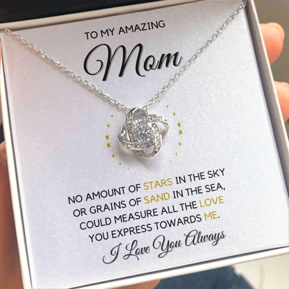 To My Mom-"Measure My Love" Love Knot Necklace