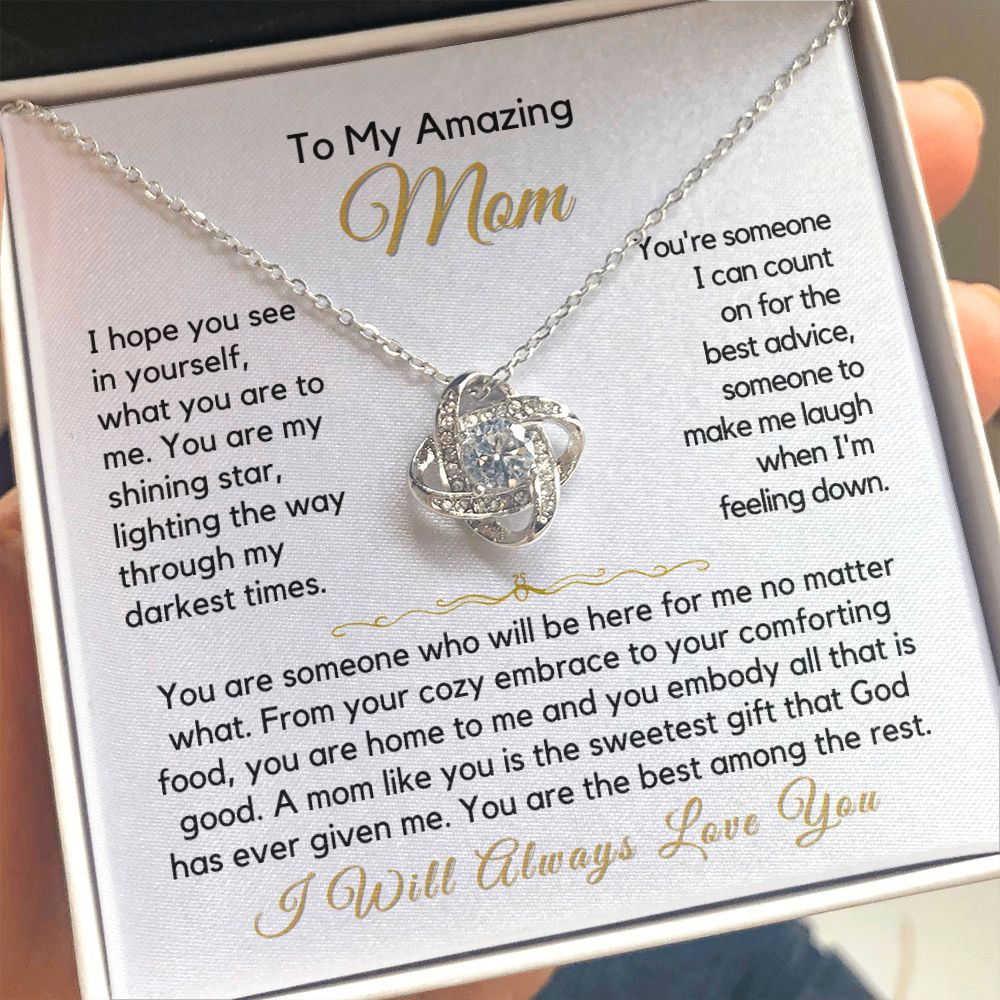To My Mom-"My Shining Star" Love Knot Necklace