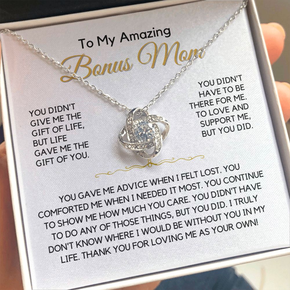 To My Bonus Mom-"Gift Of You" Love Knot Necklace