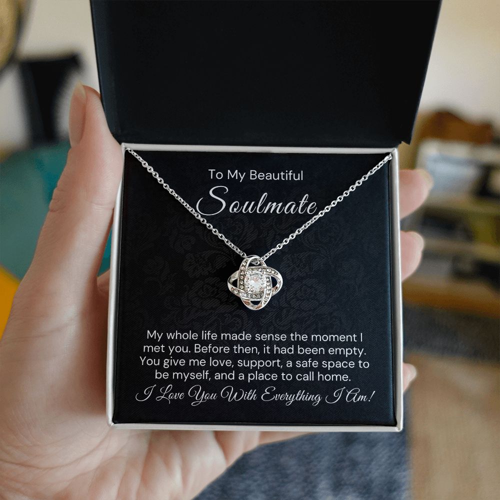 To My Beautiful Soulmate-"You Are My Home" Love Knot Necklace