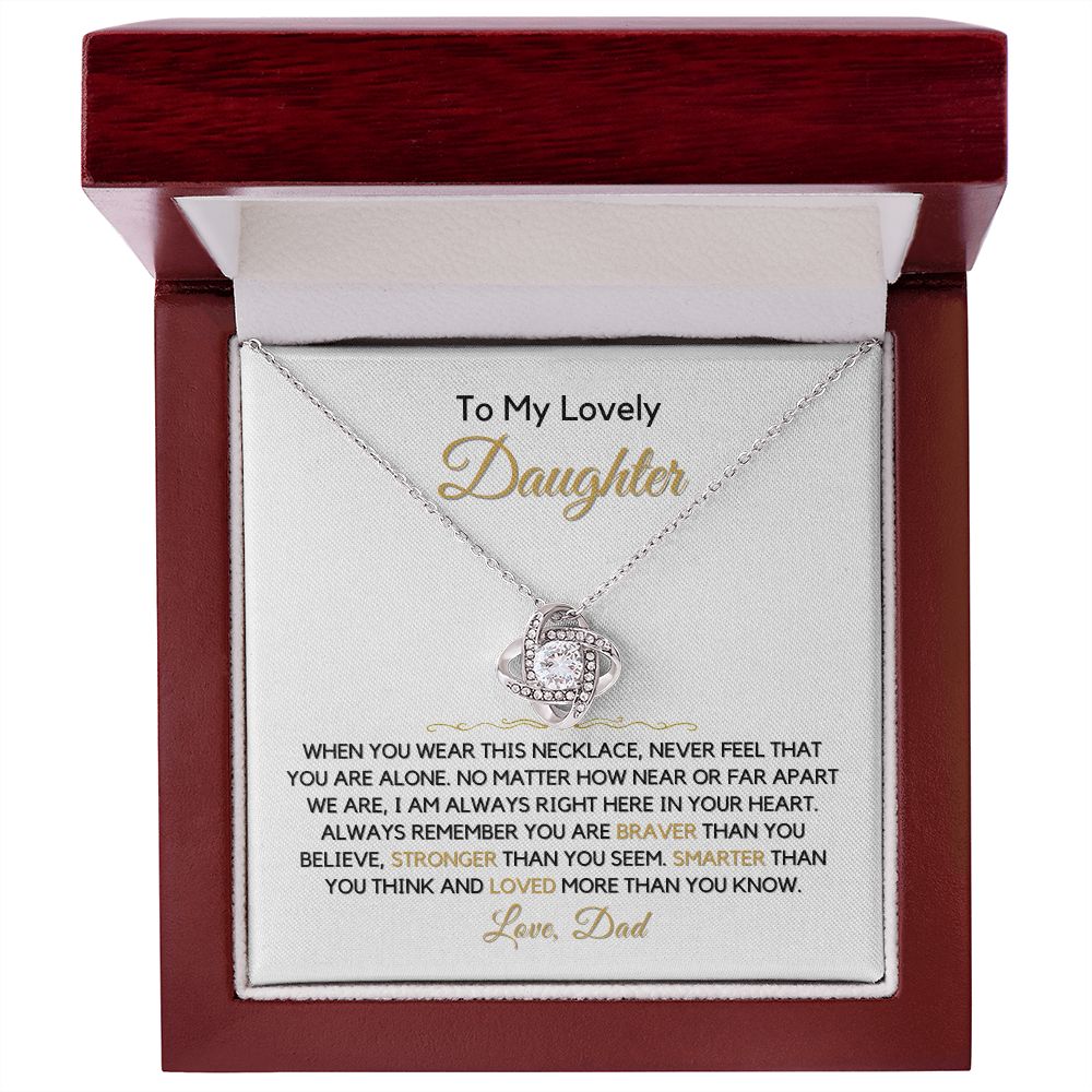 To My Daughter, From Dad-"You Are Never Alone" Love Knot Necklace