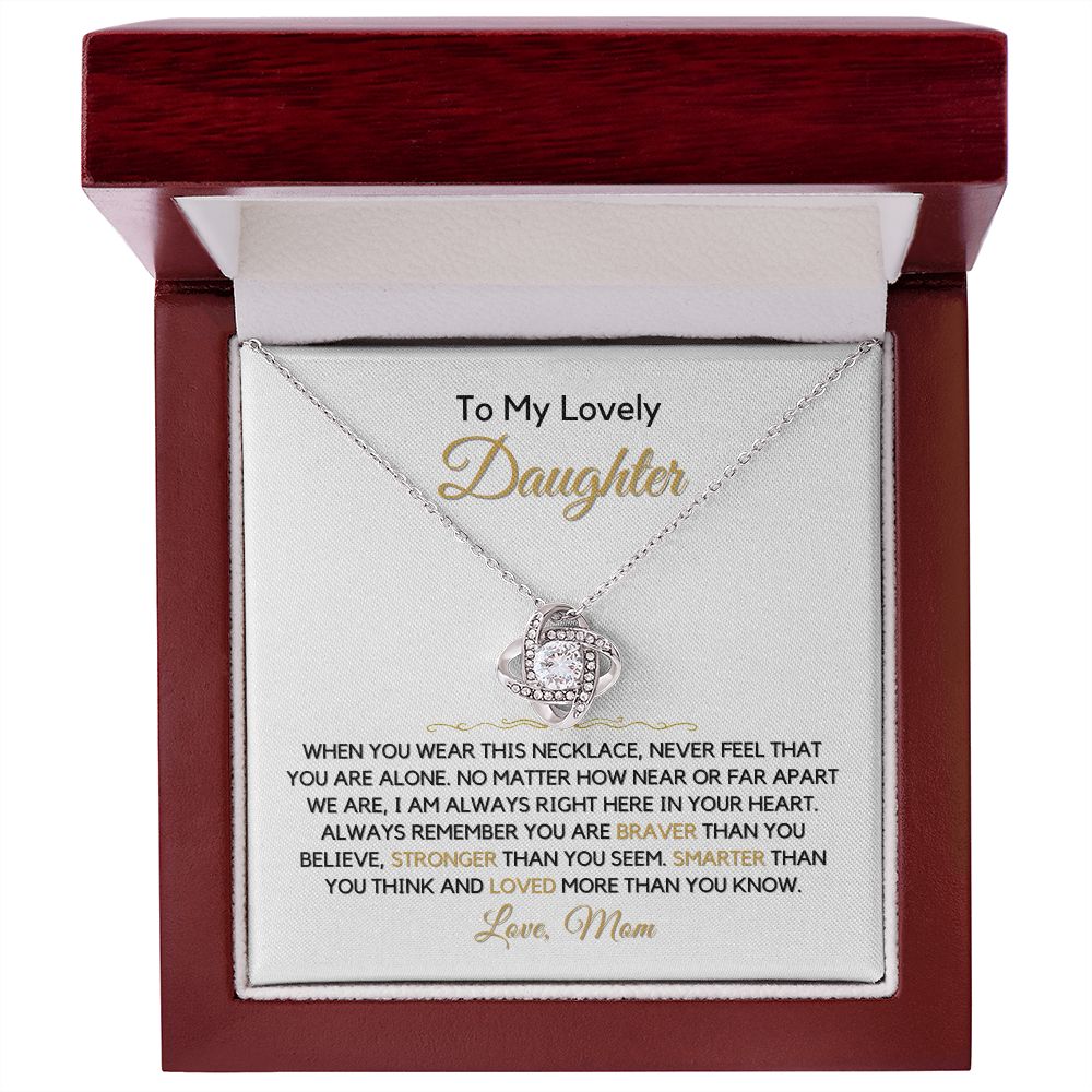 To My Daughter, From Mom-"You Are Never Alone" Love Knot Necklace