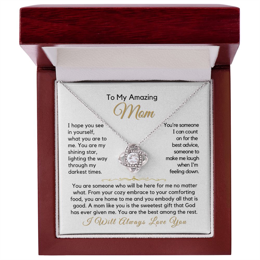 To My Mom-"My Shining Star" Love Knot Necklace