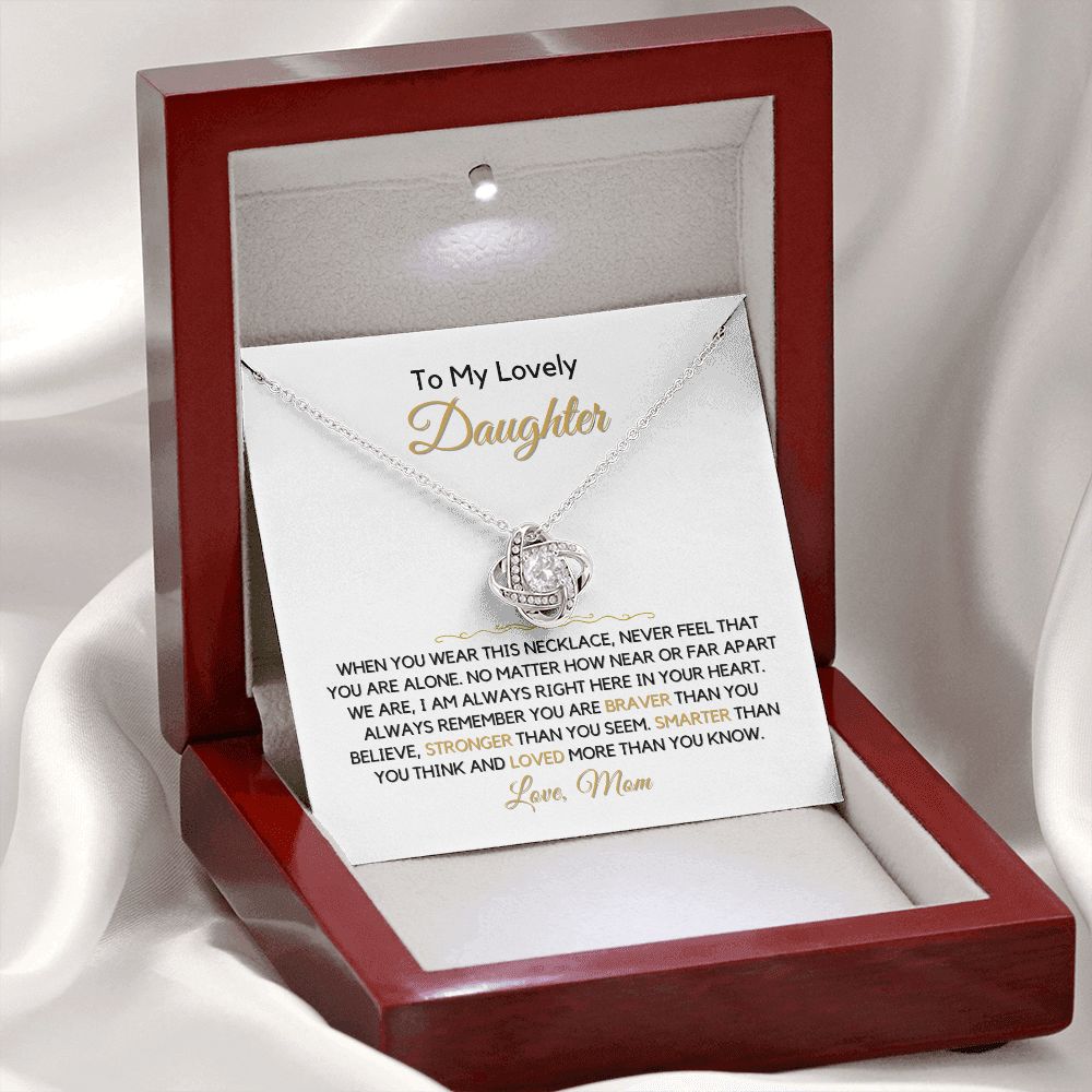 To My Daughter, From Mom-"You Are Never Alone" Love Knot Necklace