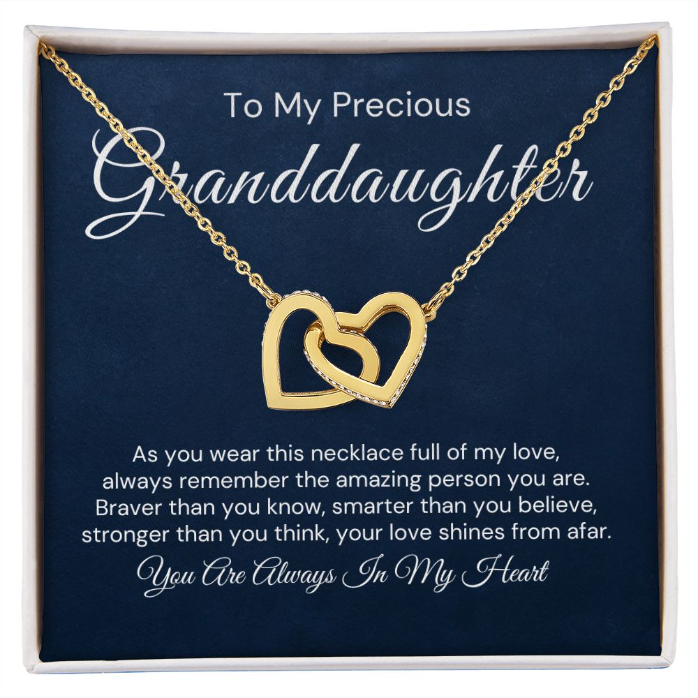 To My Granddaughter-Full of Love-Interlocking Hearts Necklace