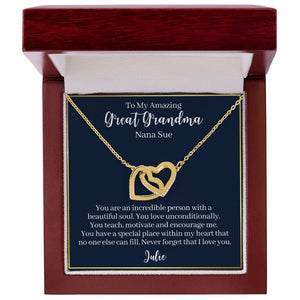 To My Amazing Great Grandma-"You Are Incredible" Hearts Necklace