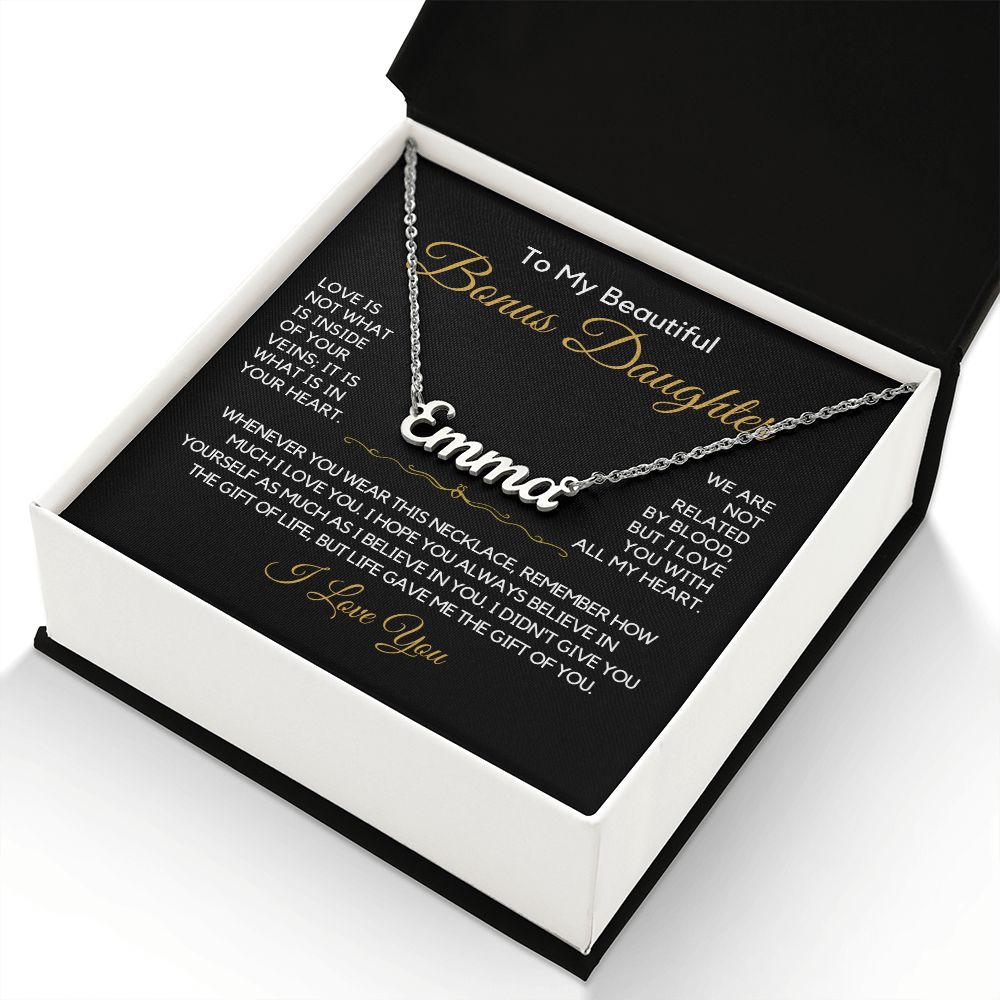 To My Bonus Daughter-"I Believe In You" Personalized Name Necklace