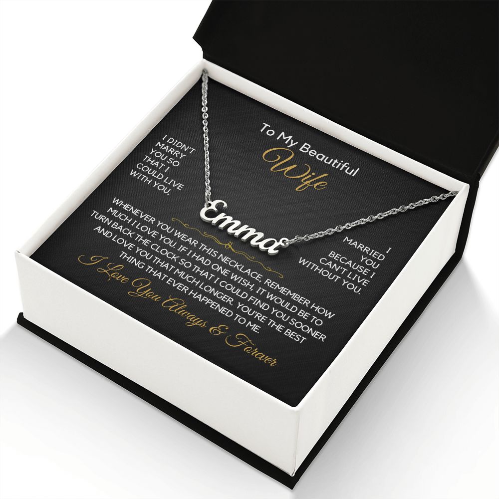 To My Wife-"My One Wish" Personalized Name Necklace