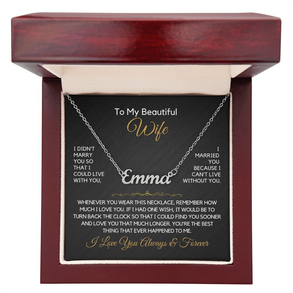 To My Wife-"My One Wish" Personalized Name Necklace