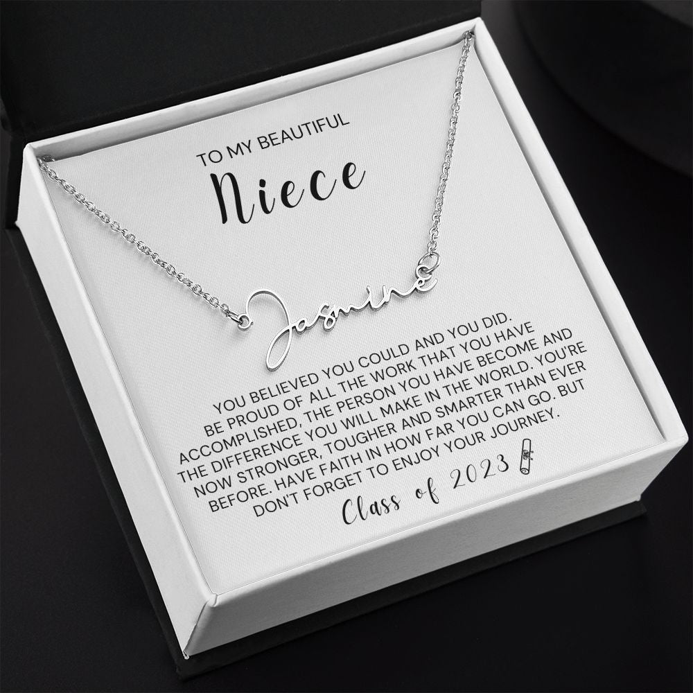 To My Niece-"Class of 2023" Signature Name Necklace