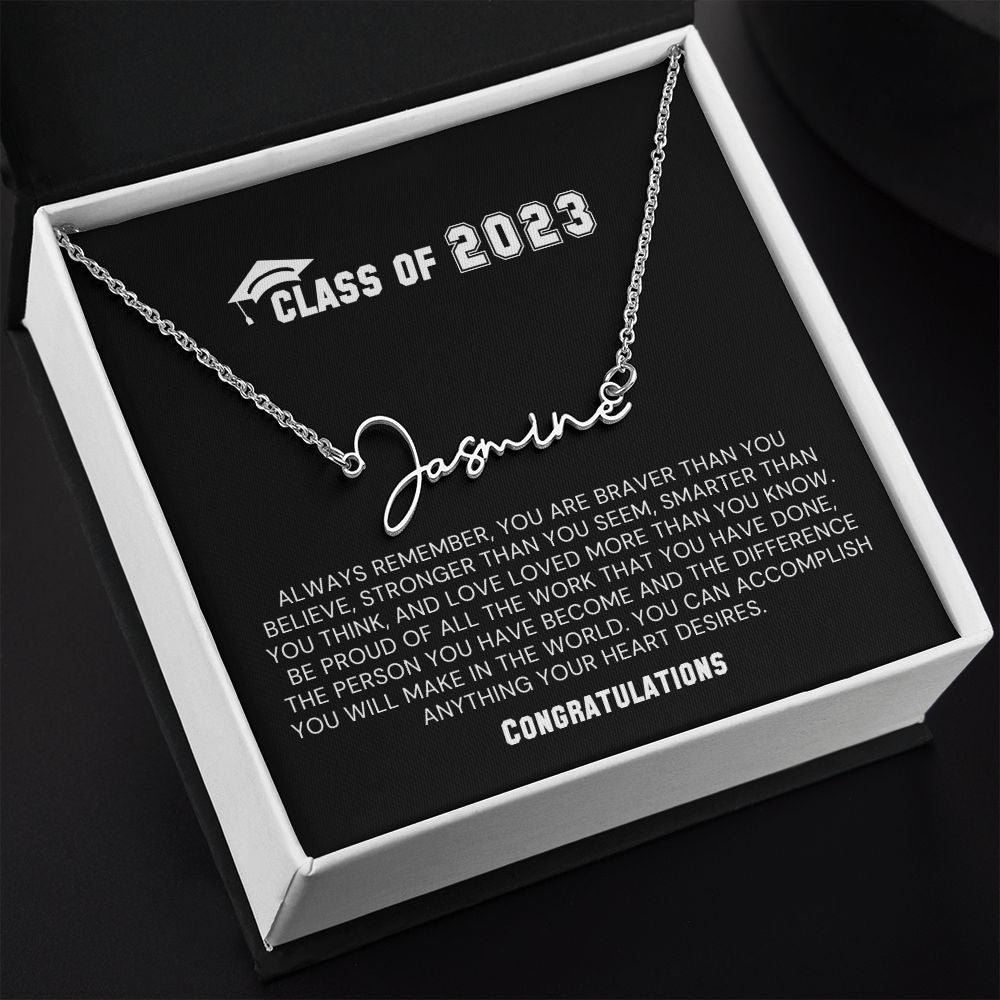 Class of 2023-"Congratulations" Signature Name Necklace