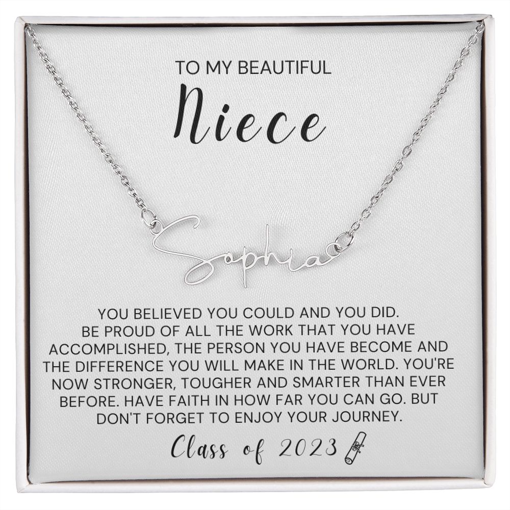 To My Niece-"Class of 2023" Signature Name Necklace