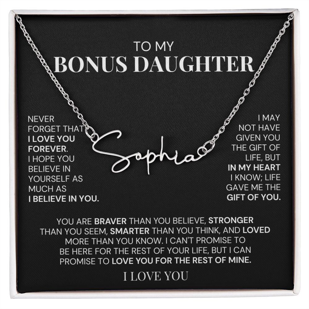 To My Bonus Daughter-"Love You Forever" Signature Necklace