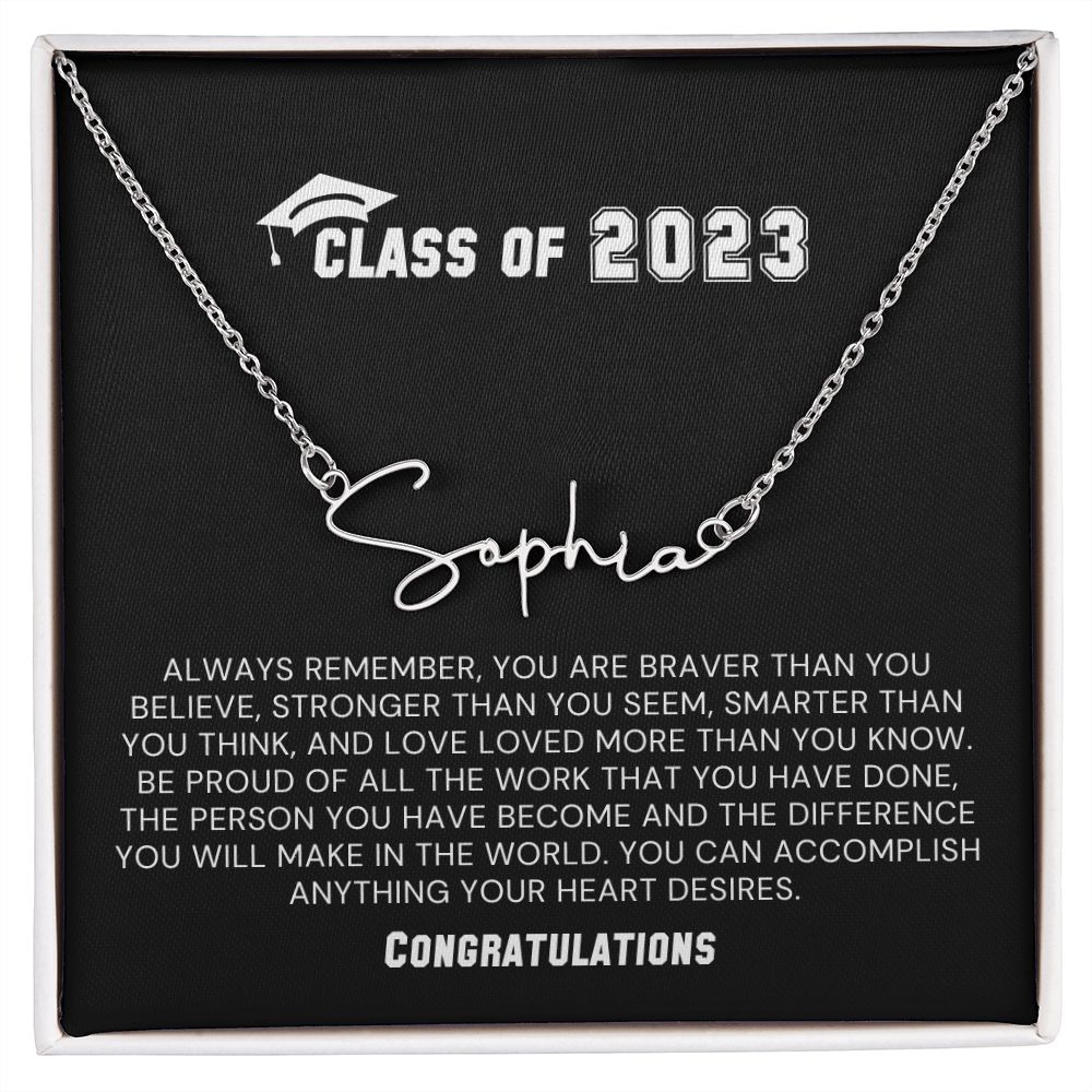 Class of 2023-"Congratulations" Signature Name Necklace