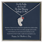 "I'm So Lucky"-Happy 1st Mother's Day-Baby Feet Necklace