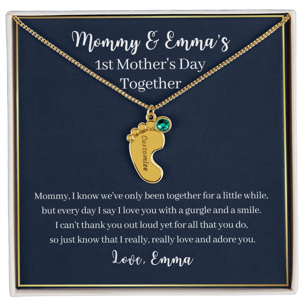 Mommy and Baby's First Mother's Day Together-Baby Feet Necklace