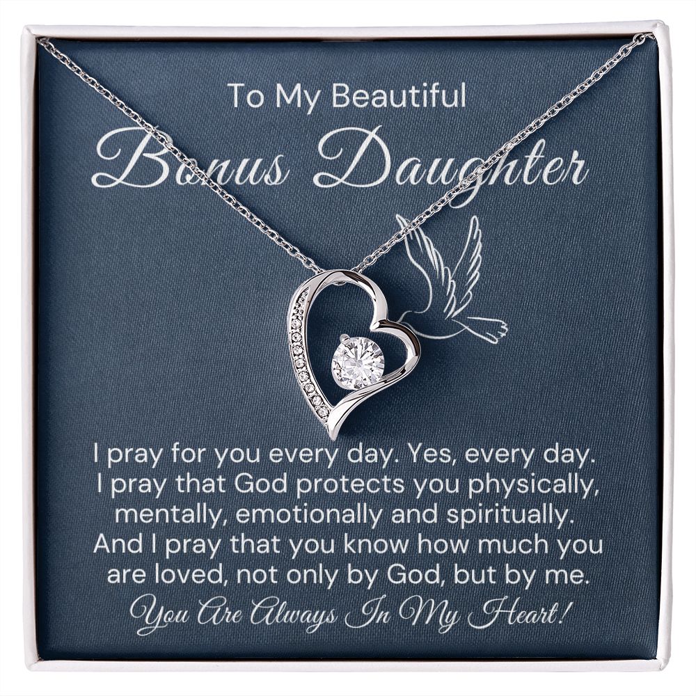 To My Bonus Daughter-"My Prayer For You" Forever Love Necklace