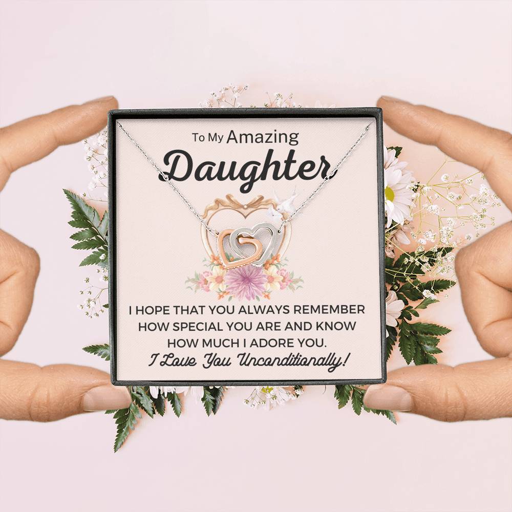 To My Amazing Daughter-"You Are Special" Hearts Necklace