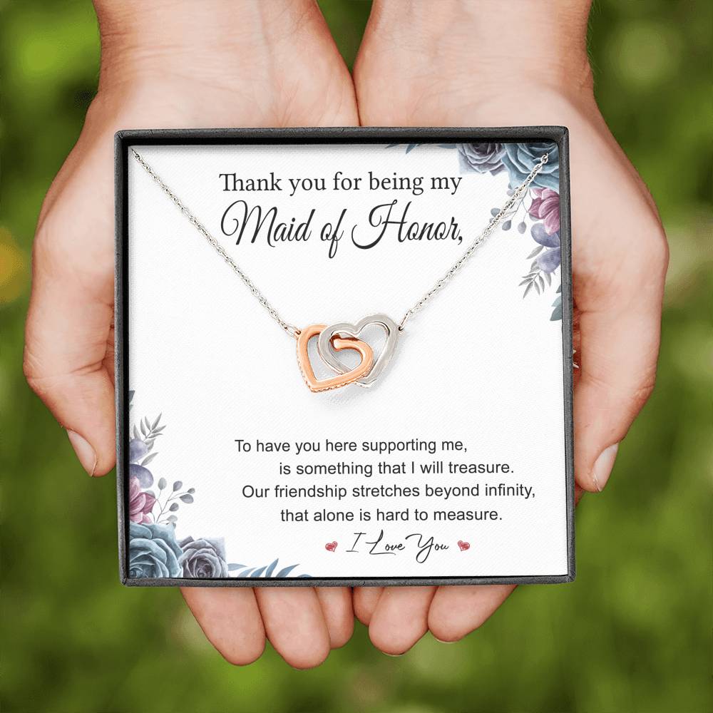 To My Maid of Honor-"I Will Treasure You" Heart Necklace