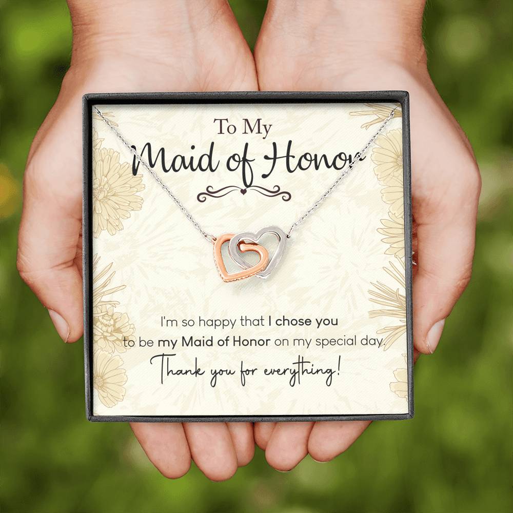To My Maid of Honor-"I Chose You" Hearts Necklace
