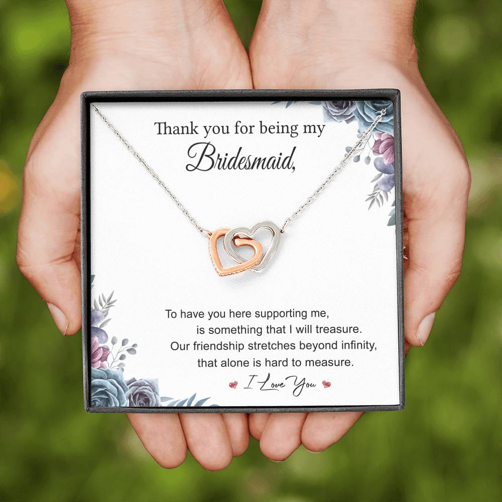 To My Bridesmaid-"I Will Treasure You" Heart Necklace