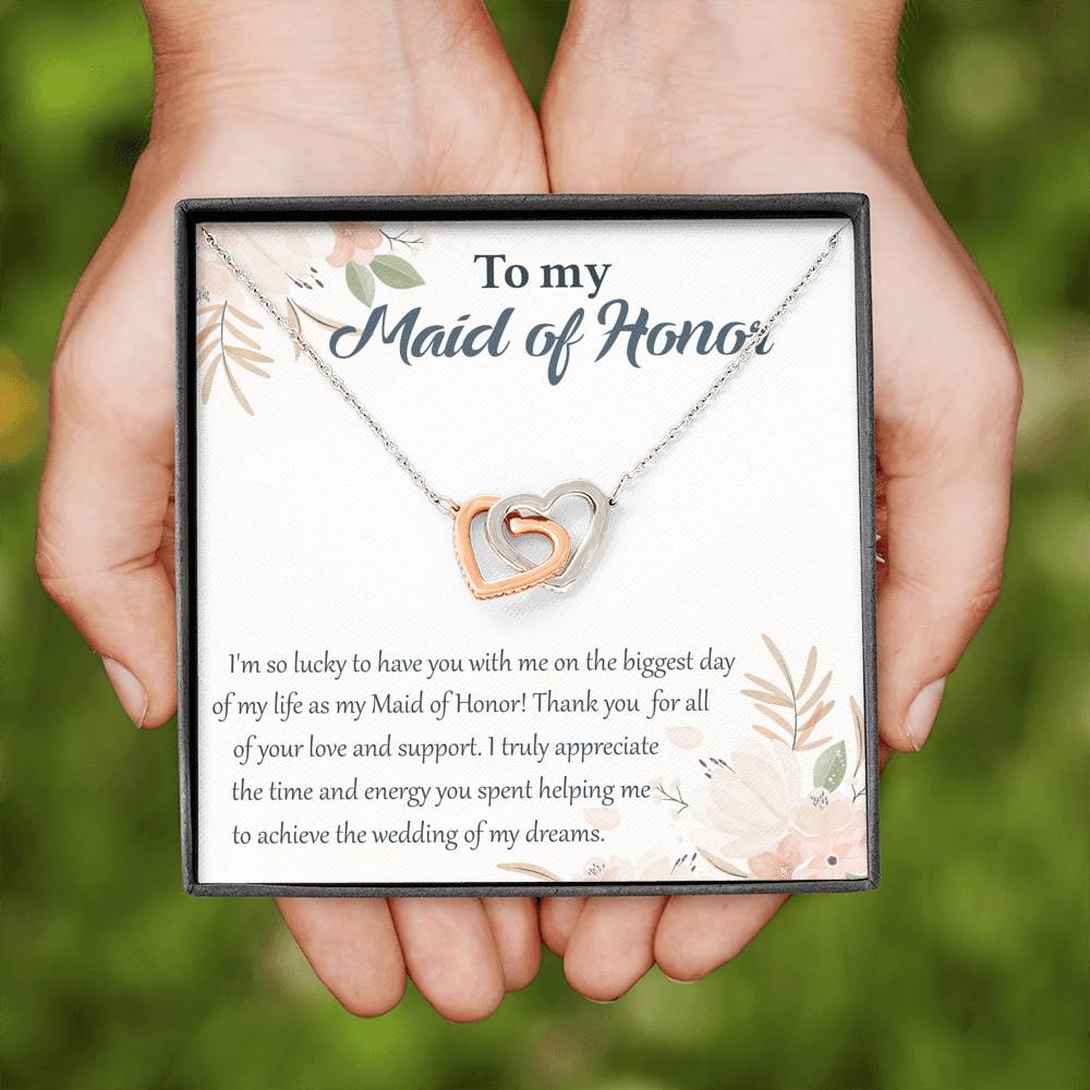 Lucky to Have You as My Maid of Honor-Two Heart Necklace